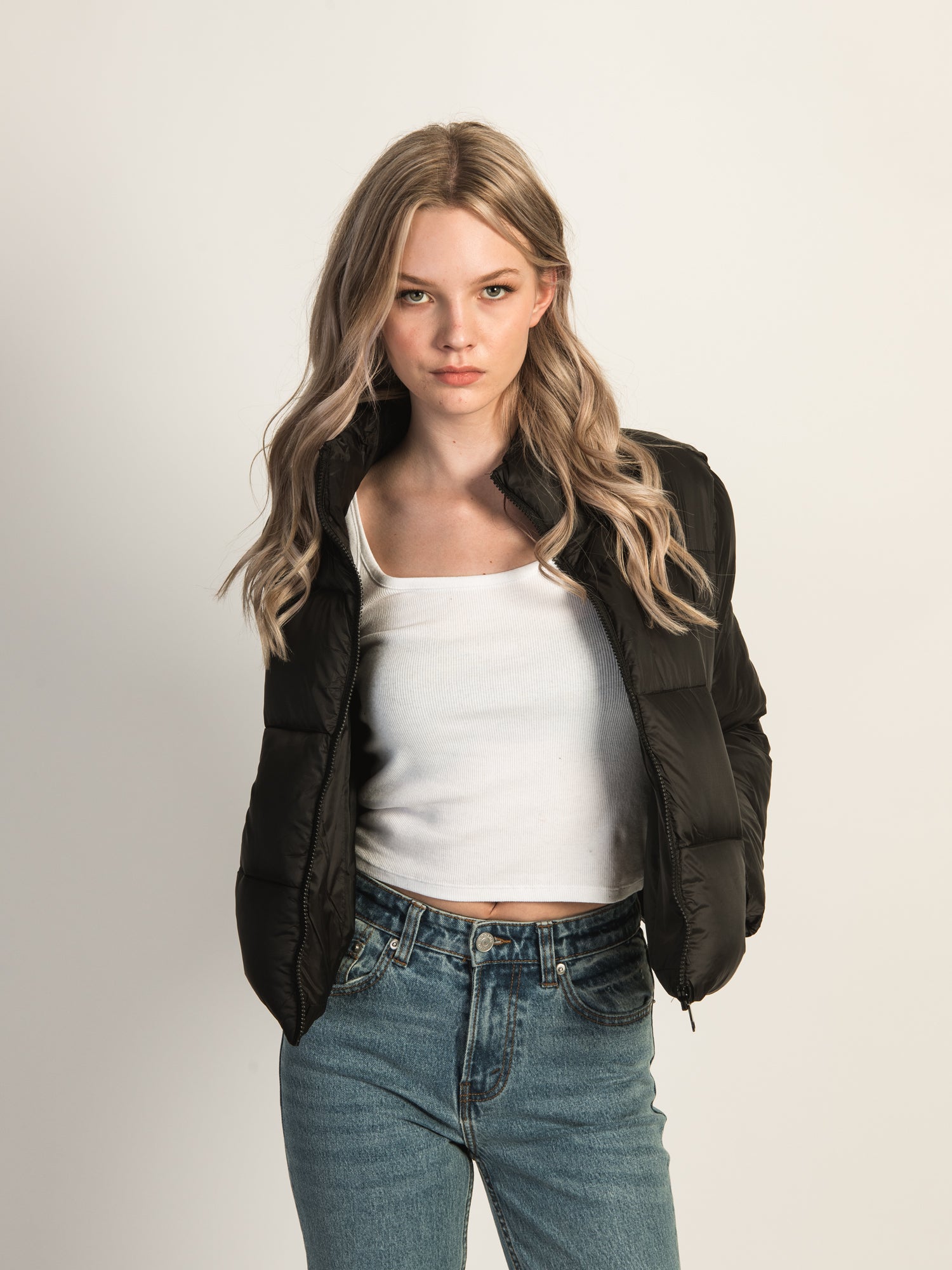 AZALEA WANG LOTTIE PUFF JACKET - Women's Winter Puffer Coat, Black, Warm Quilted Outerwear for Cold Weather | Perfect for Snowboarding, Skiing & Outdoor Activities
