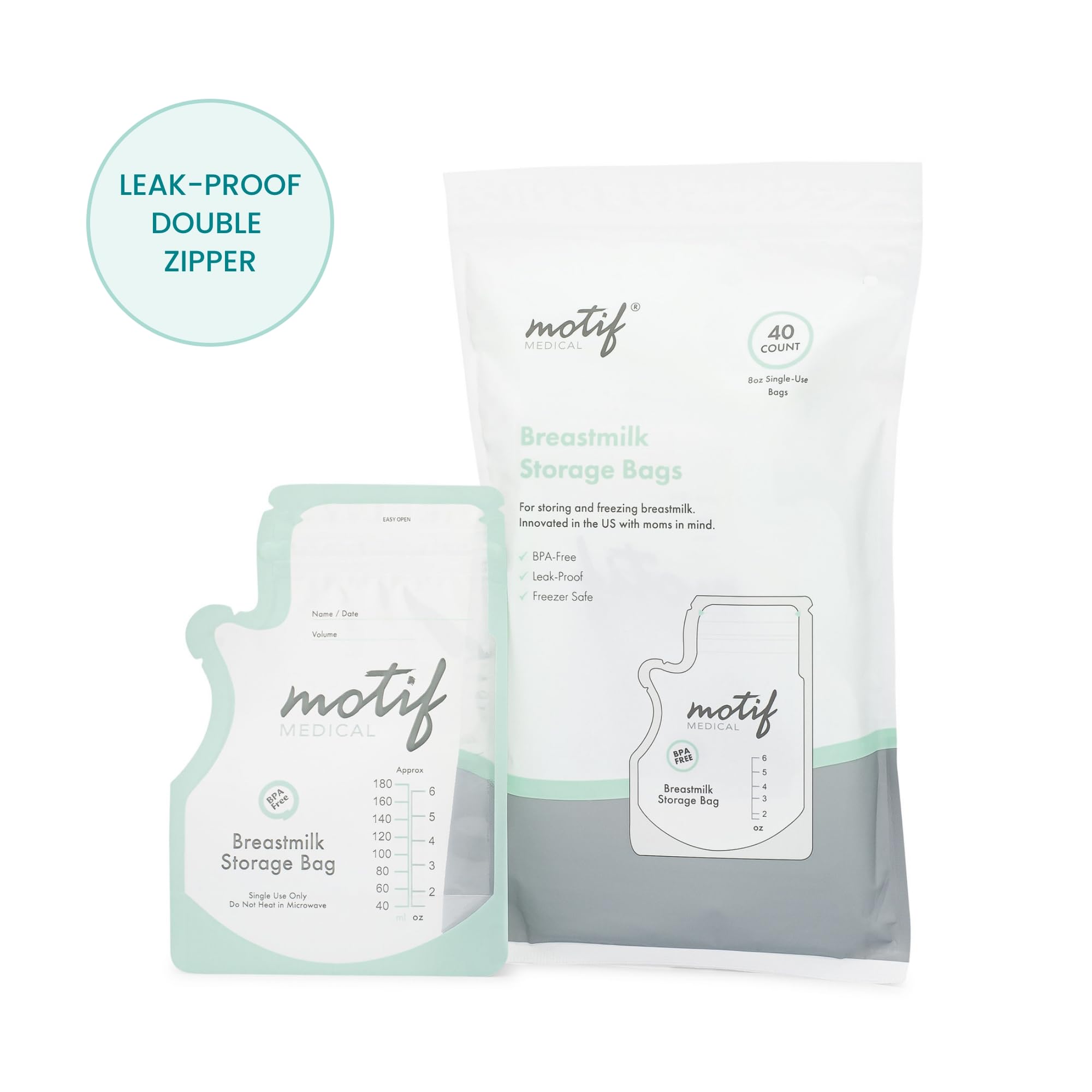 Motif Medical Breast Milk Storage Bags - 300 Count BPA-Free Freezer Safe Clear Bags for Breastfeeding Moms | Perfect for Pumping, Storing & Organizing Breast Milk