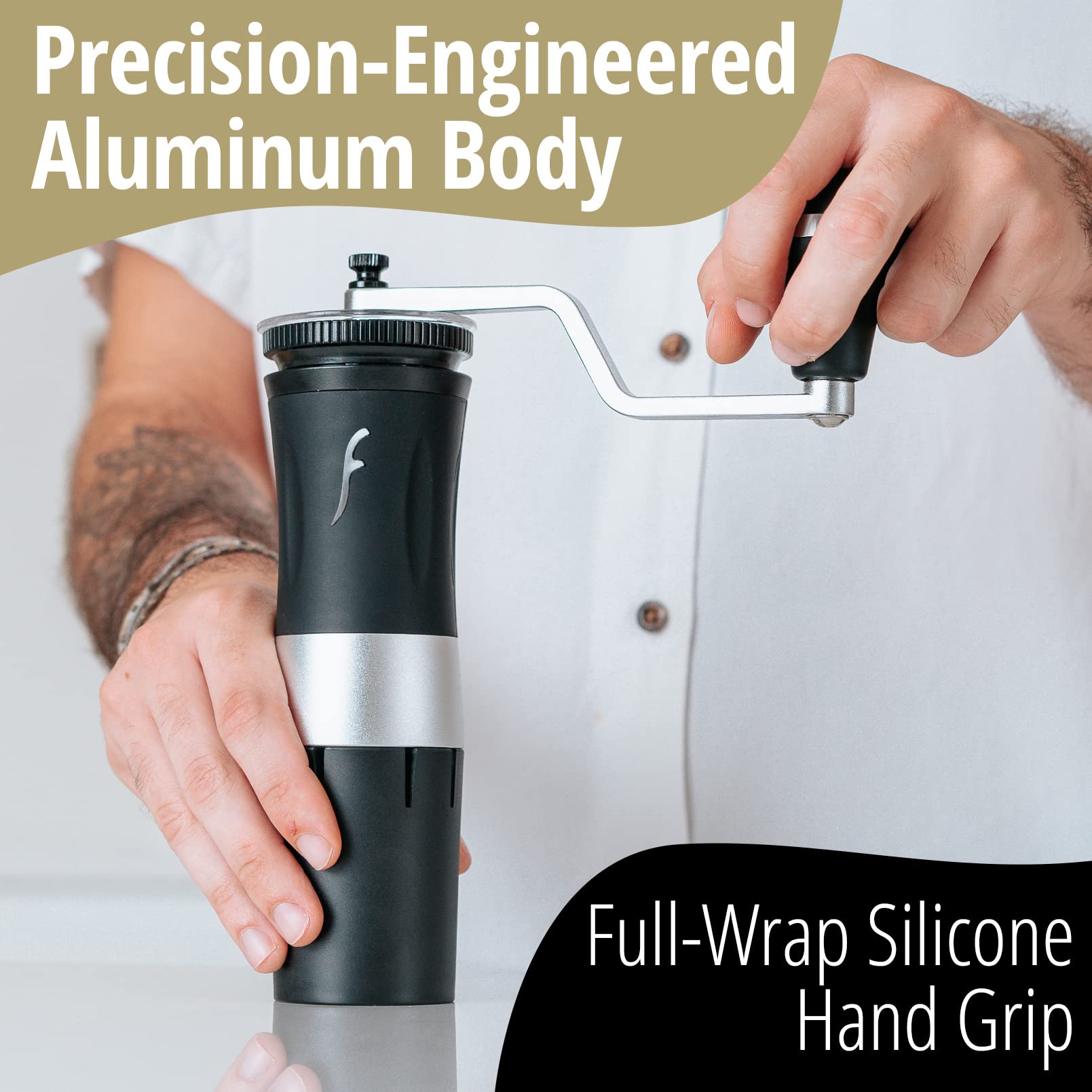 Premium Flair Espresso Royal Coffee Grinder - Manual Hand Burr Grinder with Steel Conical Burrs for French Press, Pour Over, AeroPress & Espresso - Perfect for Home Baristas & Coffee Enthusiasts