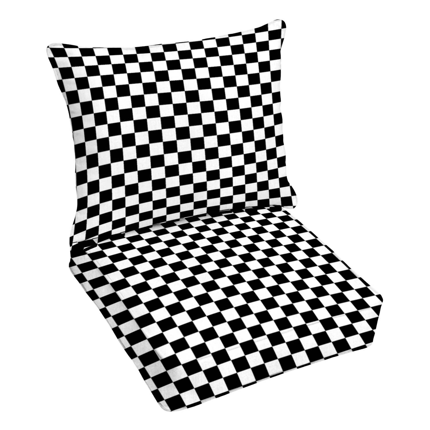Premium Outdoor Deep Seating Cushion Set - Checkered Flag Design for Patio Lounge Chairs | Durable & Comfortable Replacement Cushions | Perfect for Backyard, Poolside & Garden Relaxation