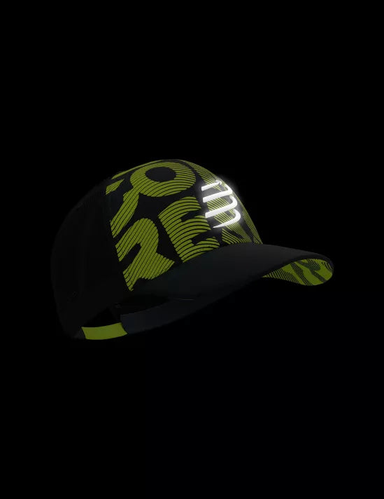 Compressport Unisex Trucker Cap - Black/Fluo Yellow | Lightweight Running Hat for Men & Women | Perfect for Cycling, Hiking & Outdoor Sports