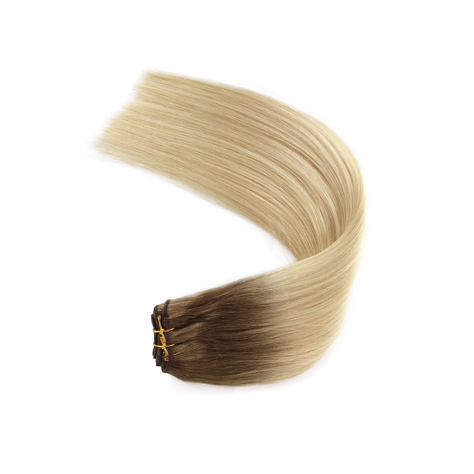 16 Inch 100g Brazilian Virgin Remy Hair Extensions - Ash Brown with Platinum Blonde Highlights | Sew-in Human Hair Weft Bundles for Women | Perfect for Daily Styling, Special Occasions & Salon Use