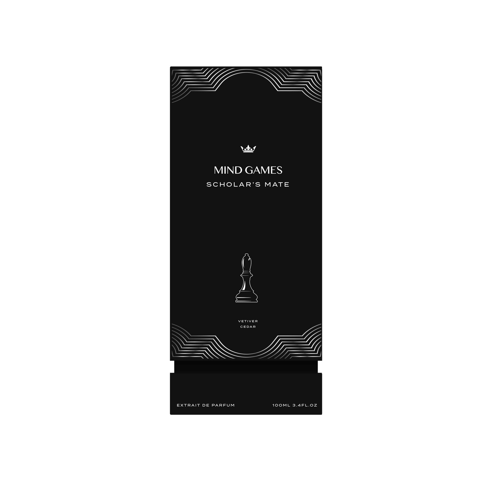 Luxury Perfume for Women & Men - MIND GAMES Scholar's Mate Extrait de Parfum with Cardamom, Bergamot & Sandalwood Notes - 100ml/3.4oz Soft & Smooth Fragrance - Perfect for Date Night, Office & Special Occasions