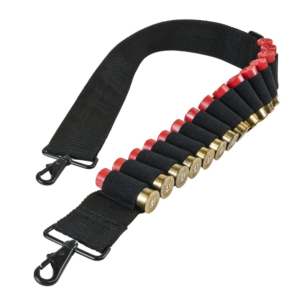 Trinity 15 Round Bandolier Ammo Shell Pouch with 2-Point Sling - Black Tactical Accessory for Mossberg 500 & Maverick 88 - Home Defense, Hunting, Military & Security Use - MOLLE Compatible Crossbody Shoulder Carrier