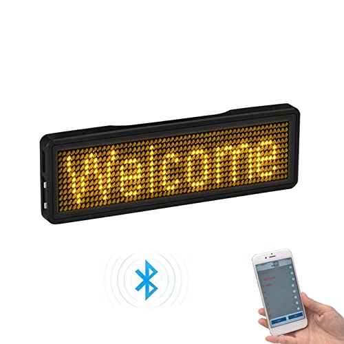 Sujurio Bluetooth LED Name Badge - Rechargeable Customizable Message Board with Scrolling Text Display (Type 5) - Perfect for Conferences, Events, Retail & Hospitality Staff
