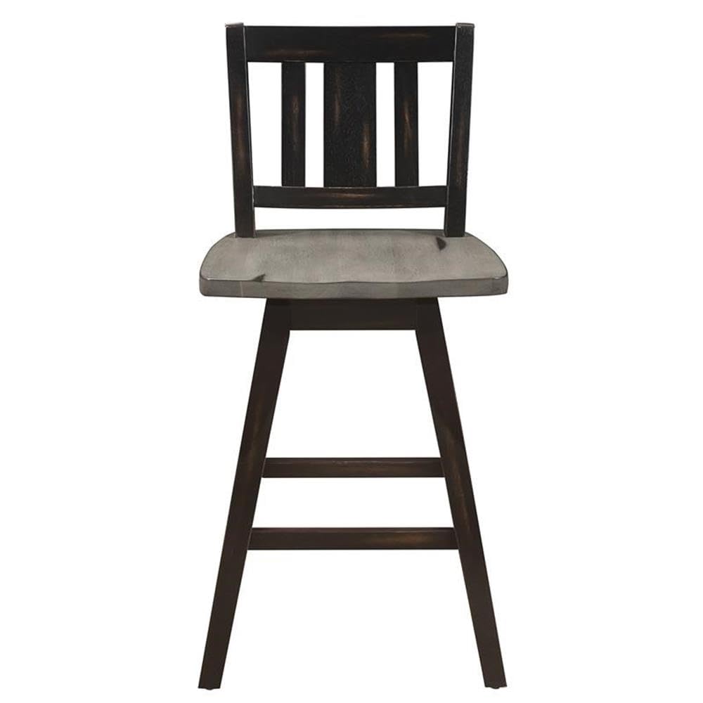 Black Pemberly Row Slat Back Counter Height Swivel Dining Chairs (Set of 2) - Modern Kitchen Bar Stools for Breakfast Nook, Kitchen Island & Small Space Dining