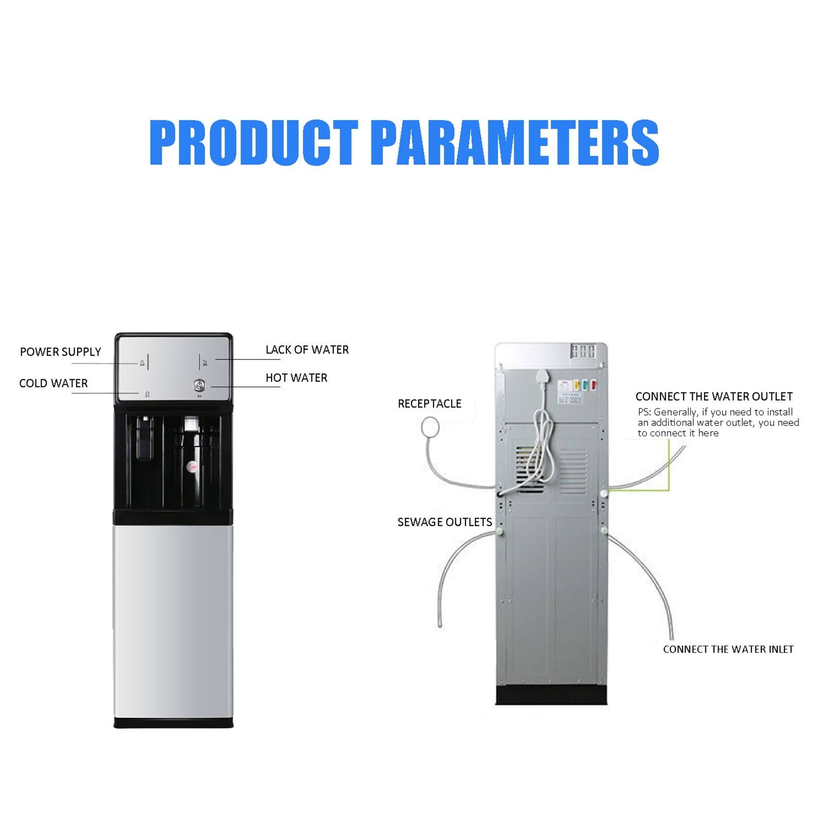 Hot and Cold Water Dispenser with Storage Cabinet - Dual Function Ice Maker & Heater for Home and Office Use