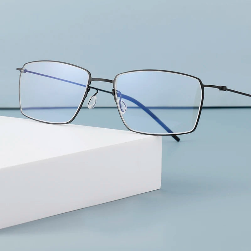 Black Titanium Square Screwless Eyeglasses for Women - Lightweight Full Rim Frame 65509 | Perfect for Work, Reading & Everyday Wear