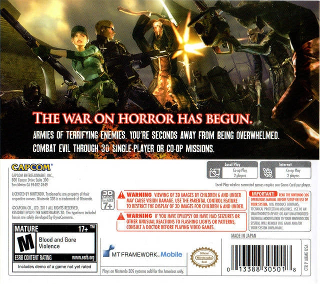 Resident Evil: The Mercenaries 3D - Action-Packed Zombie Survival Game for Nintendo 3DS | Perfect for Horror Fans & On-the-Go Gaming
