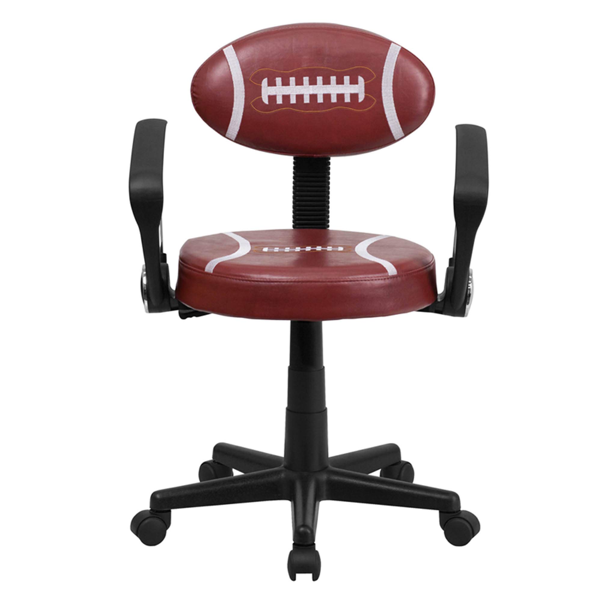 Flash Furniture Preston Adjustable Swivel Office Chair with Arms - Ergonomic Football Design for Home & Office Workspace