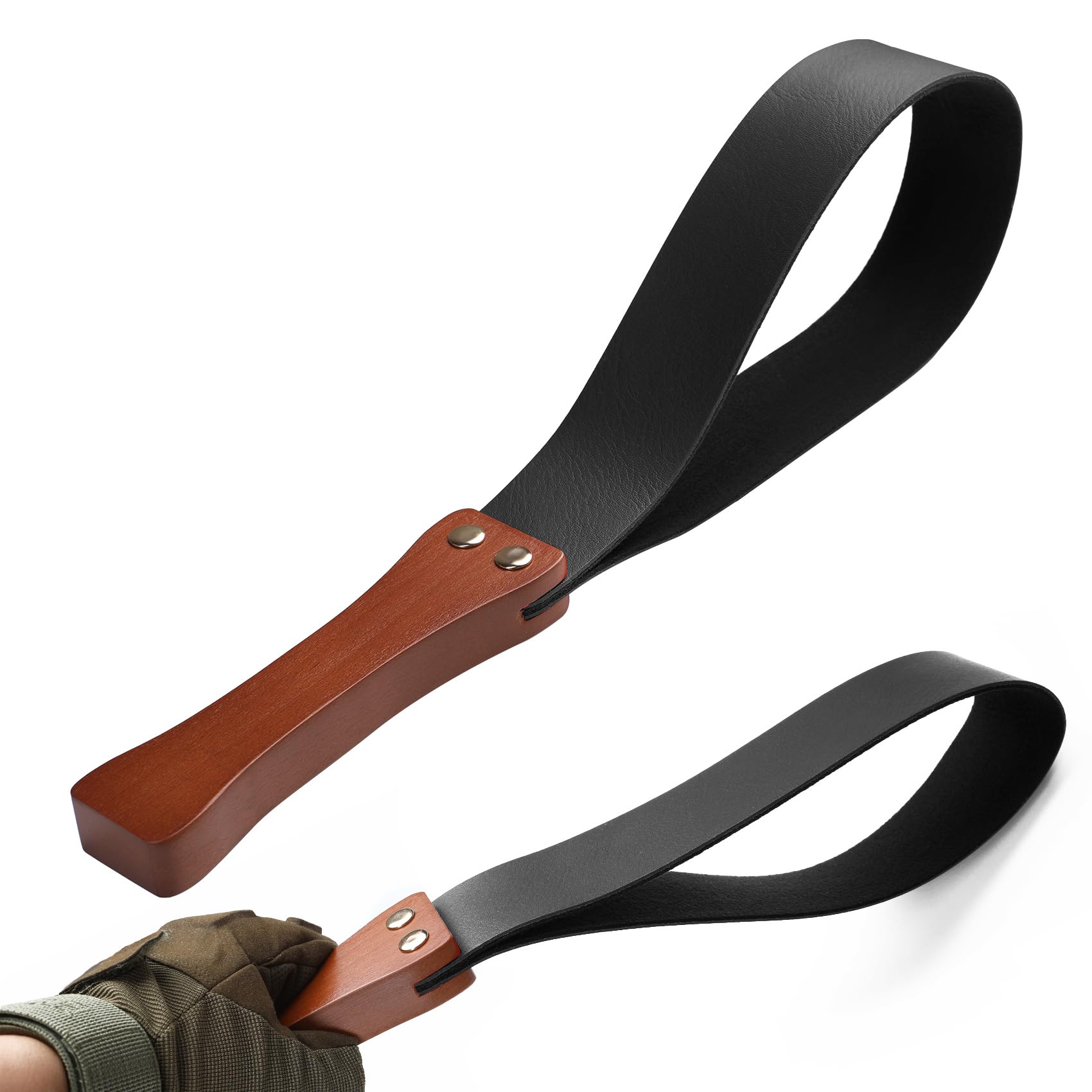 Leather BDSM Paddle Whip with Wooden Handle - Adult Role Play Toy for Couples - Perfect for Spanking, Bondage, and Sensual Play in the Bedroom