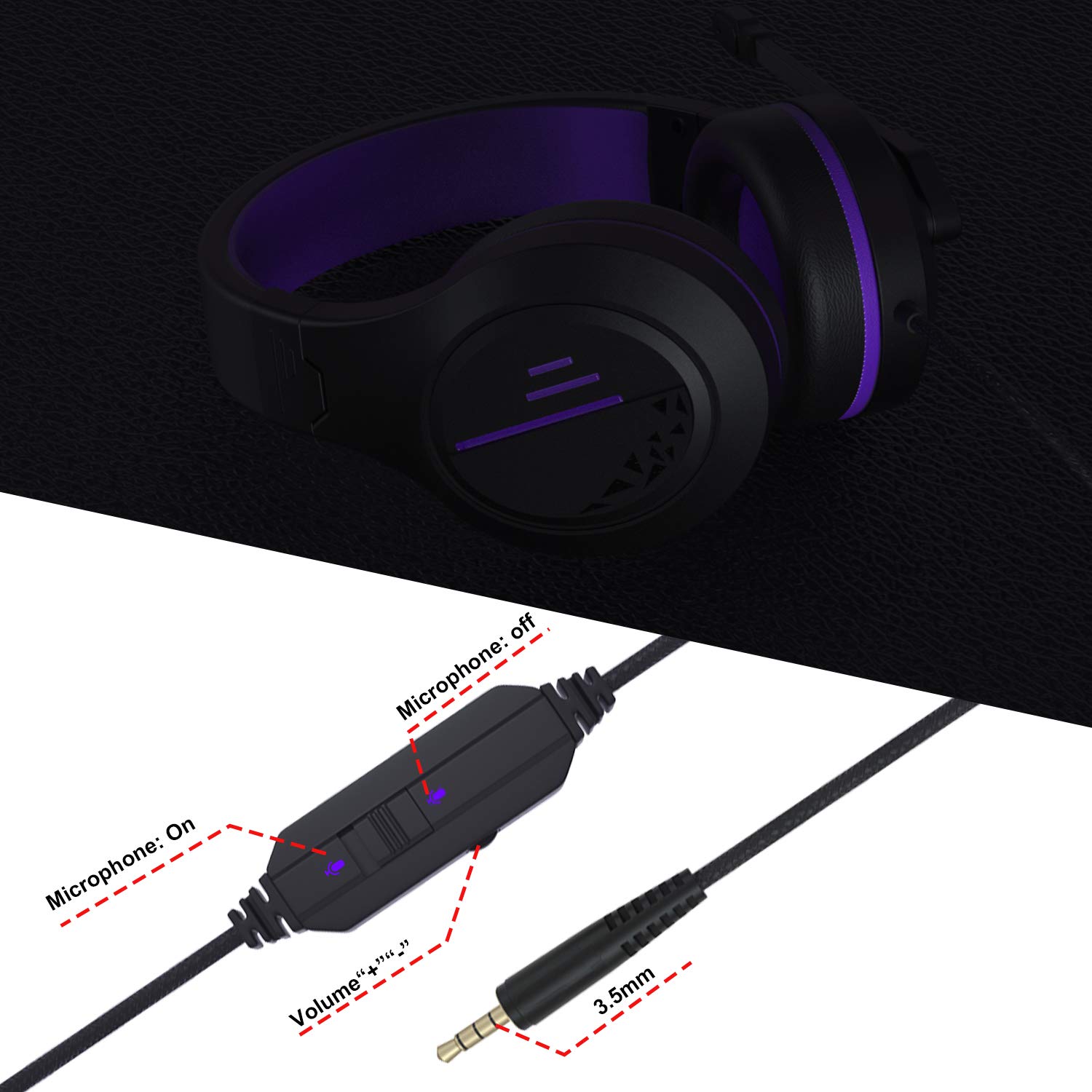 Anivia Stereo Gaming Headset with Mic - Noise Cancelling Over Ear Headphones for PS4, PS5, Xbox One, PC, Nintendo Switch, Laptop & Mac - Soft Memory Earmuffs for Immersive Gaming & Online Meetings (Purple)