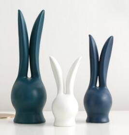 ZAMTAC 3-Piece White Ceramic Easter Bunny Figurines - Handcrafted Porcelain Rabbit Decor for Home, Craft Room & Easter Display - Perfect for Spring Decorations, Table Centerpieces & Gift Giving