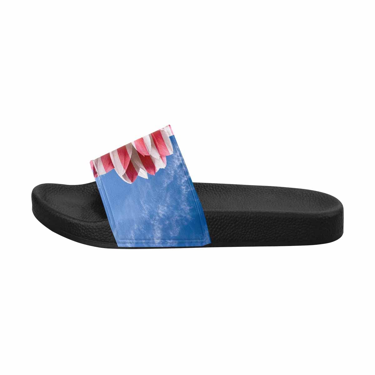 American Flag Print Women's Slide Sandals - Comfortable Striped & Circle Design Summer Beach Slippers for Casual Wear, Poolside, and Patriotic Events