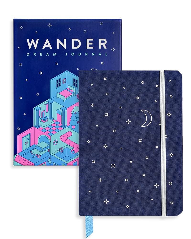 Premium Clothbound Hardcover Guided Dream Journal - Dark Blue, 192 Pages, 5.4