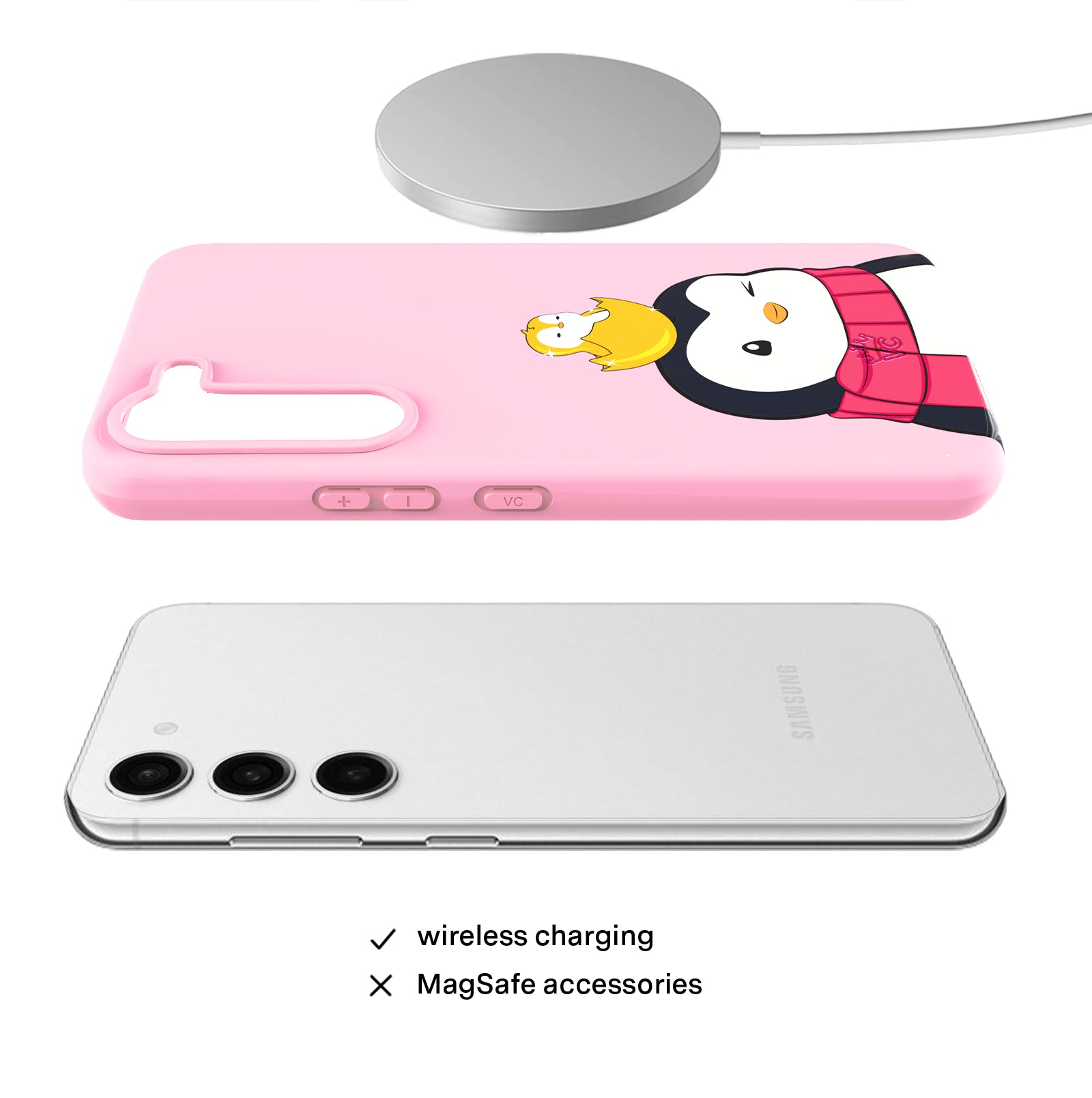 Pudgy Penguins Positive Pink Samsung Phone Case - Cute & Durable Protective Cover for Samsung Galaxy, Perfect for Everyday Use & Gift Giving
