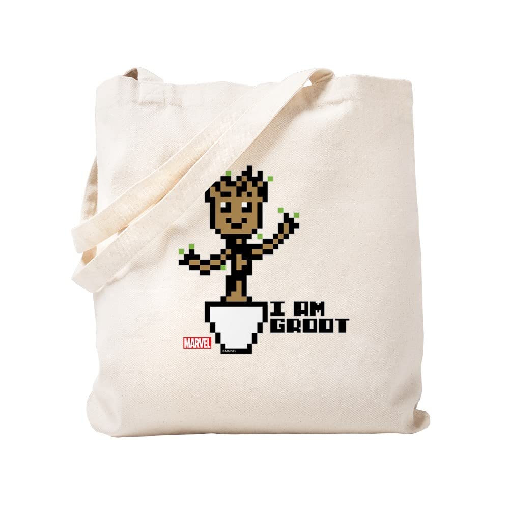 Guardians of the Galaxy 8-Bit Groot Canvas Tote Bag - Eco-Friendly Reusable Shopping Bag for Groceries, Beach & Comic Con