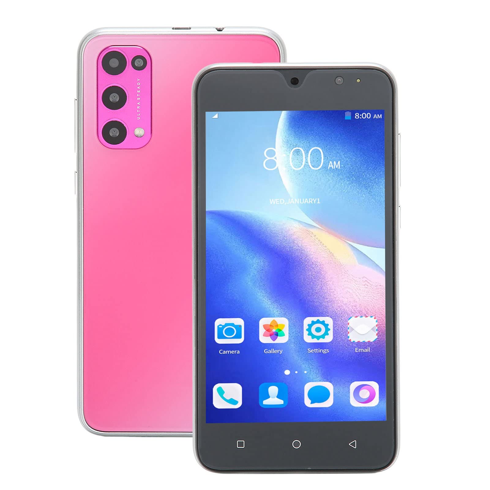 ASHATA PRO 5.4-inch Unlocked Smartphone - 2GB RAM 6GB ROM Android 10 Mobile Phone with Face Recognition | 5MP Front & 8MP Rear Camera | 3G Dual SIM Smartphone in Pink - Perfect for Students, Travel & Everyday Use