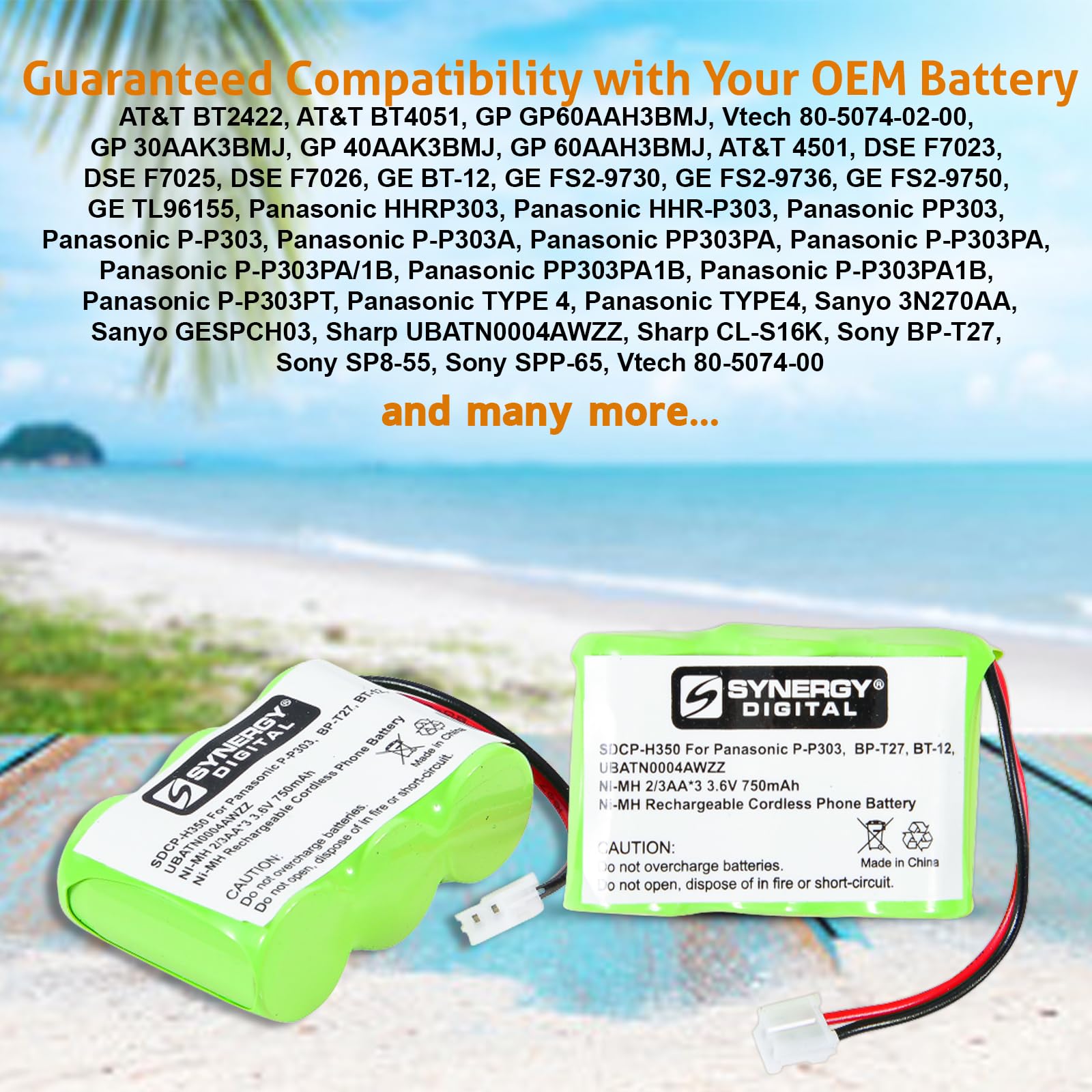Synergy Digital Cordless Phone Batteries for AT&T E1803 - 5 Pack Ni-MH 3.6V 750mAh High Capacity Replacement Batteries | Perfect for Home & Office Cordless Phones