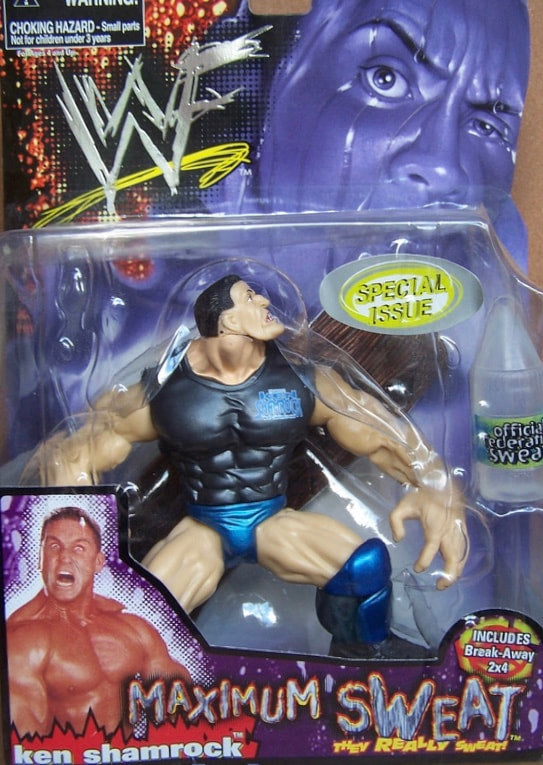 1999 WWF Jakks Pacific Maximum Sweat Ken Shamrock Action Figure - Rare Collectible Wrestling Toy for Fans & Display