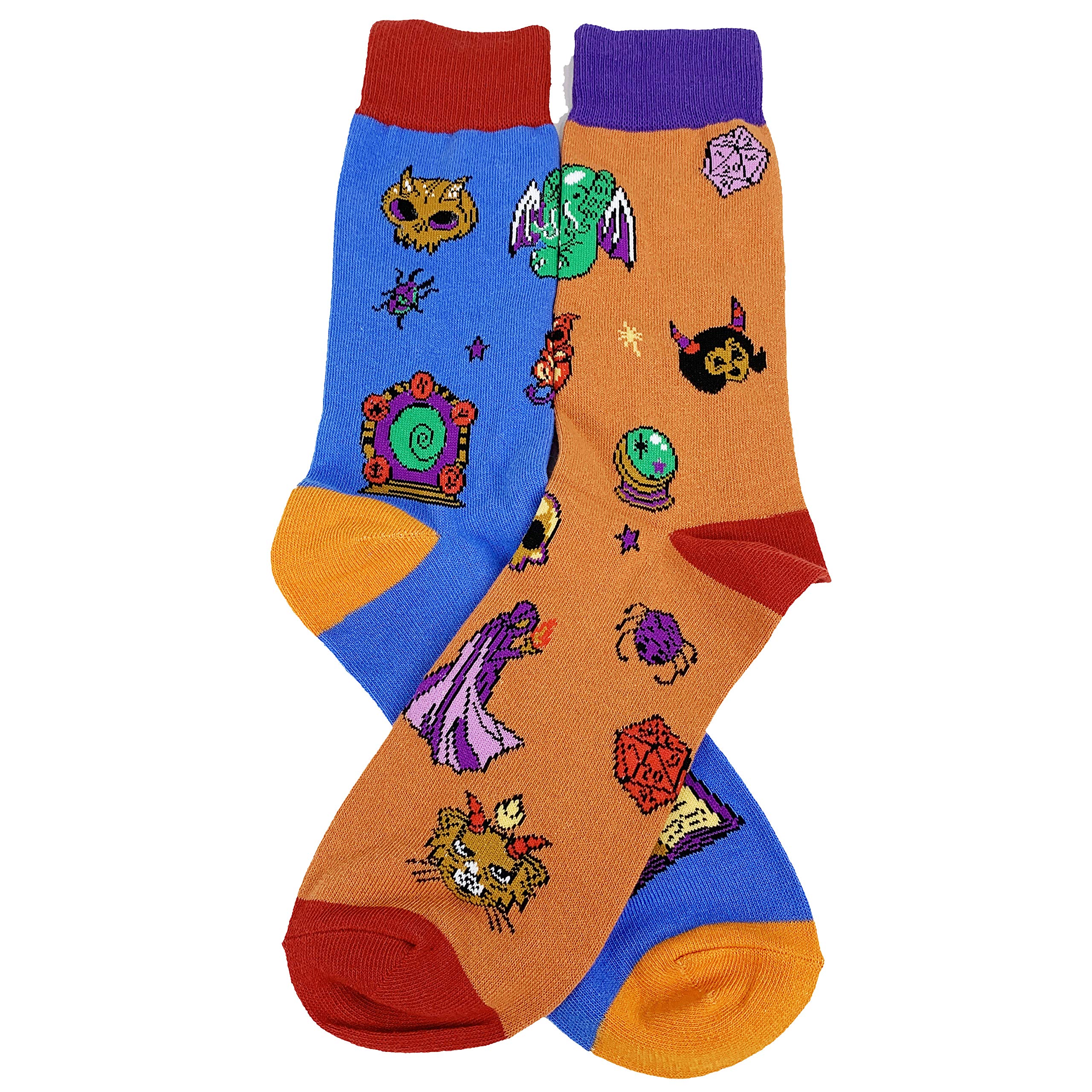 **Cthulhu & D&D Themed Funny Gamer Socks Set - Novelty Crew Socks for Men & Women (2 Pairs) - Perfect for Cosplay, Gaming & Geek Gifts**