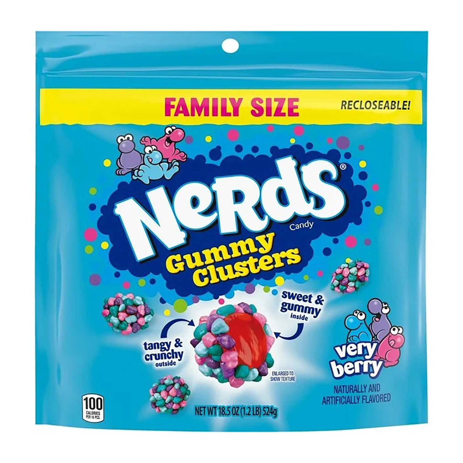Ferrara Nerds Very Berry Gummy Clusters Candy - 18.5oz Resealable Bag - Sweet & Tangy Mixed Berry Flavors - Perfect for Halloween, Parties, Movie Nights & Snacking