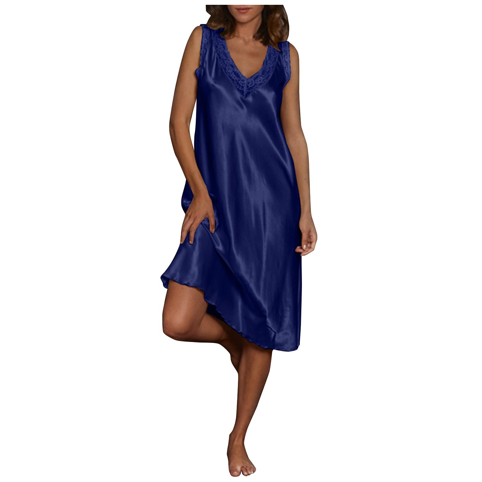 Sexy Women's Lingerie Nightgown - V-Neck Sleepwear Pajama Dress for Women (Blue, Medium) | Comfortable Sleepwear for Home, Bedtime & Romantic Nights