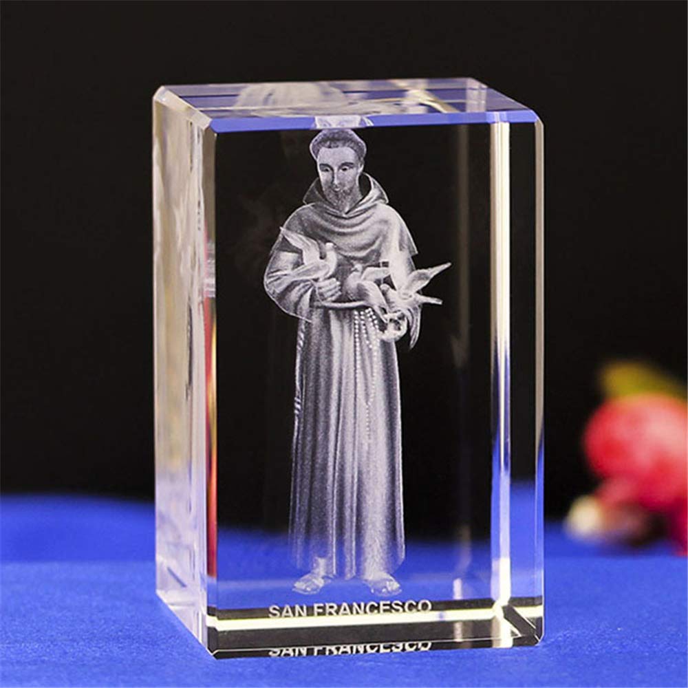 Catholic Priest Pigeon Statue - 3D Etched Crystal Cube with Christian Engraving for Home Decor, Religious Gift & Church Display | Perfect for Prayer Altar, Christian Home Decor & Spiritual Gifts