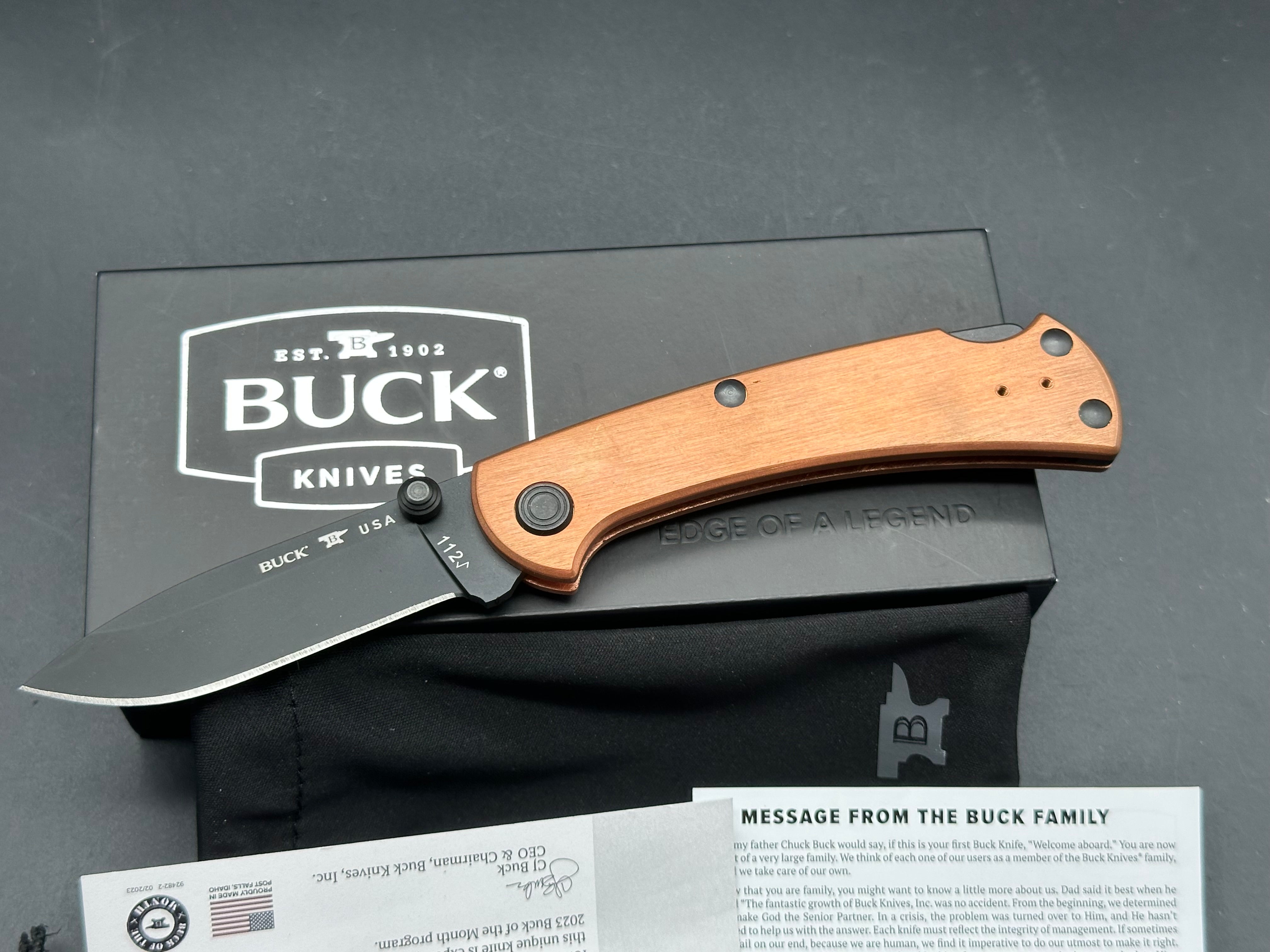 Buck 112 Buck of the Month Limited Edition (1/500) - Copper Scales & S30V Steel Blade - Collector's Knife for Outdoor, Camping, and EDC Use