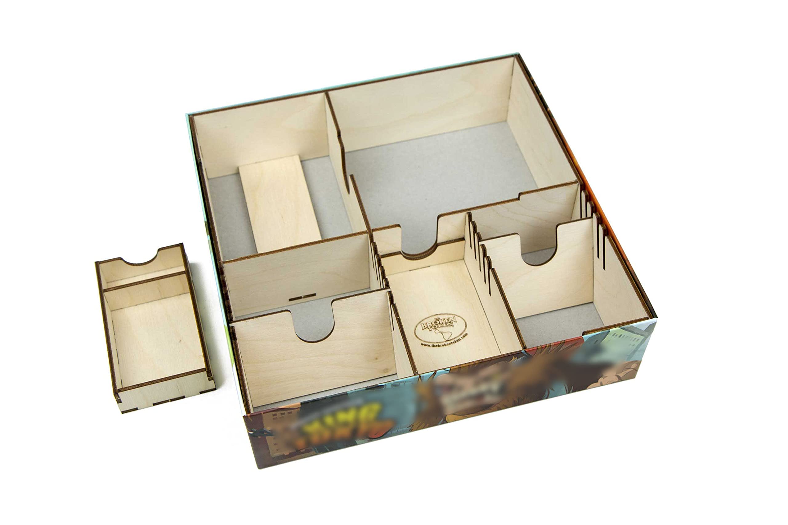 Premium Wooden Game Organizer for King of Tokyo | The Broken Token Storage Box with Multiple Trays | Perfect for Board Game Storage & Organization at Home or Game Nights