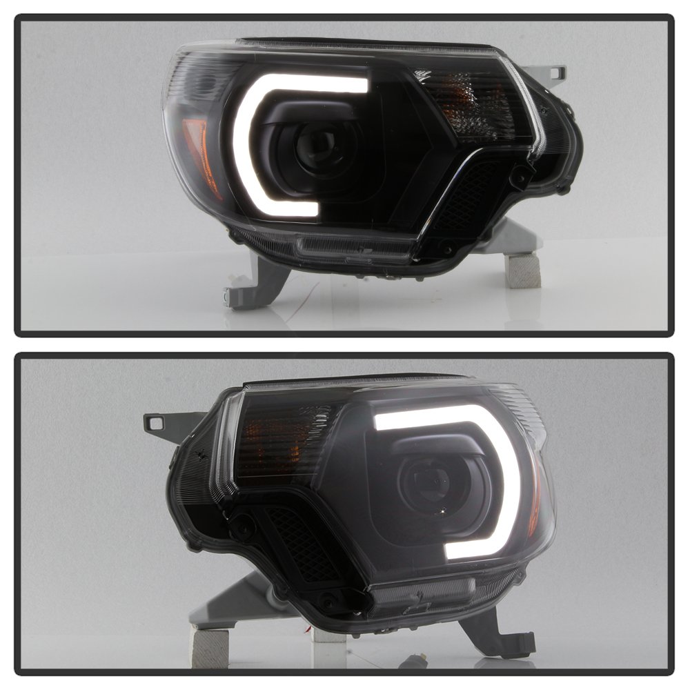 Bright LED Light Tube DRL Headlights for Toyota Tacoma 2012-2015 - Black/Clear Lens - Upgrade Your Truck's Style & Visibility for Daytime & Night Driving