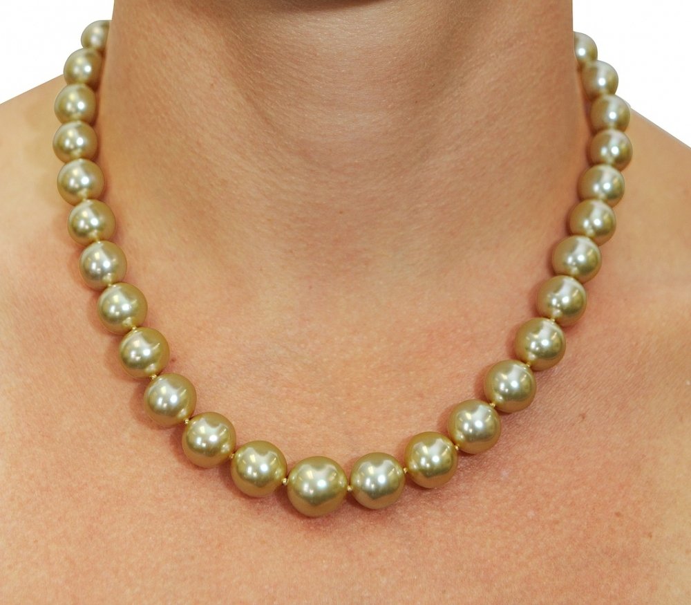 14K Gold AAAA South Sea Pearl Necklace - 10-12mm Round Cultured Pearls for Elegant Occasions