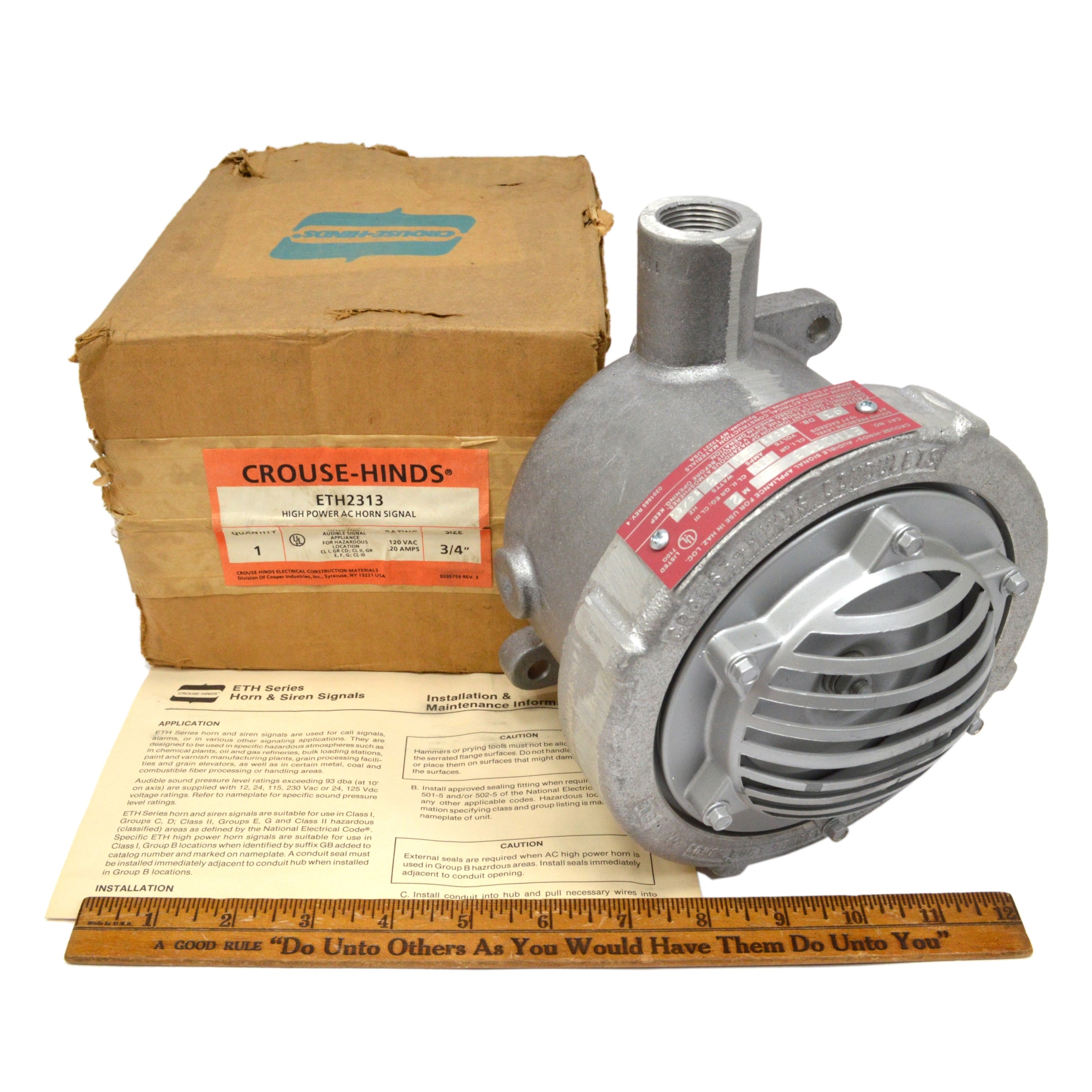 CROUSE HINDS ETH2313 High Power AC Horn Signal 120V 3/4