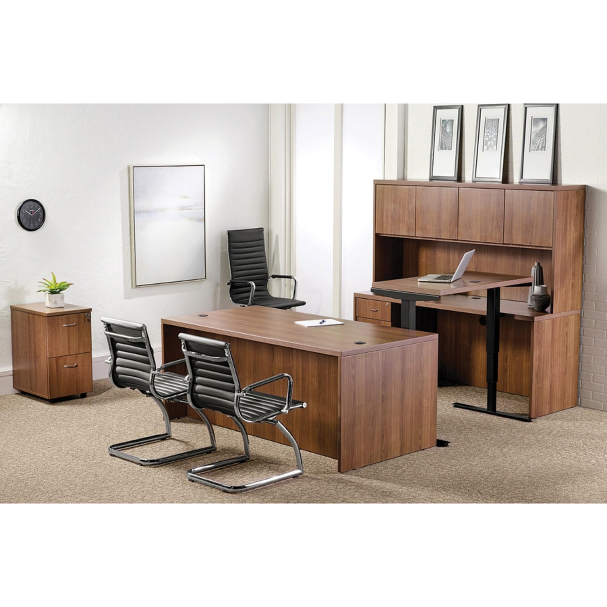 Lorell Office Desk - Ergonomic Computer Desk for Home & Work, Adjustable Height Study Desk with Storage Shelf - Perfect for Remote Work, Gaming & Small Spaces