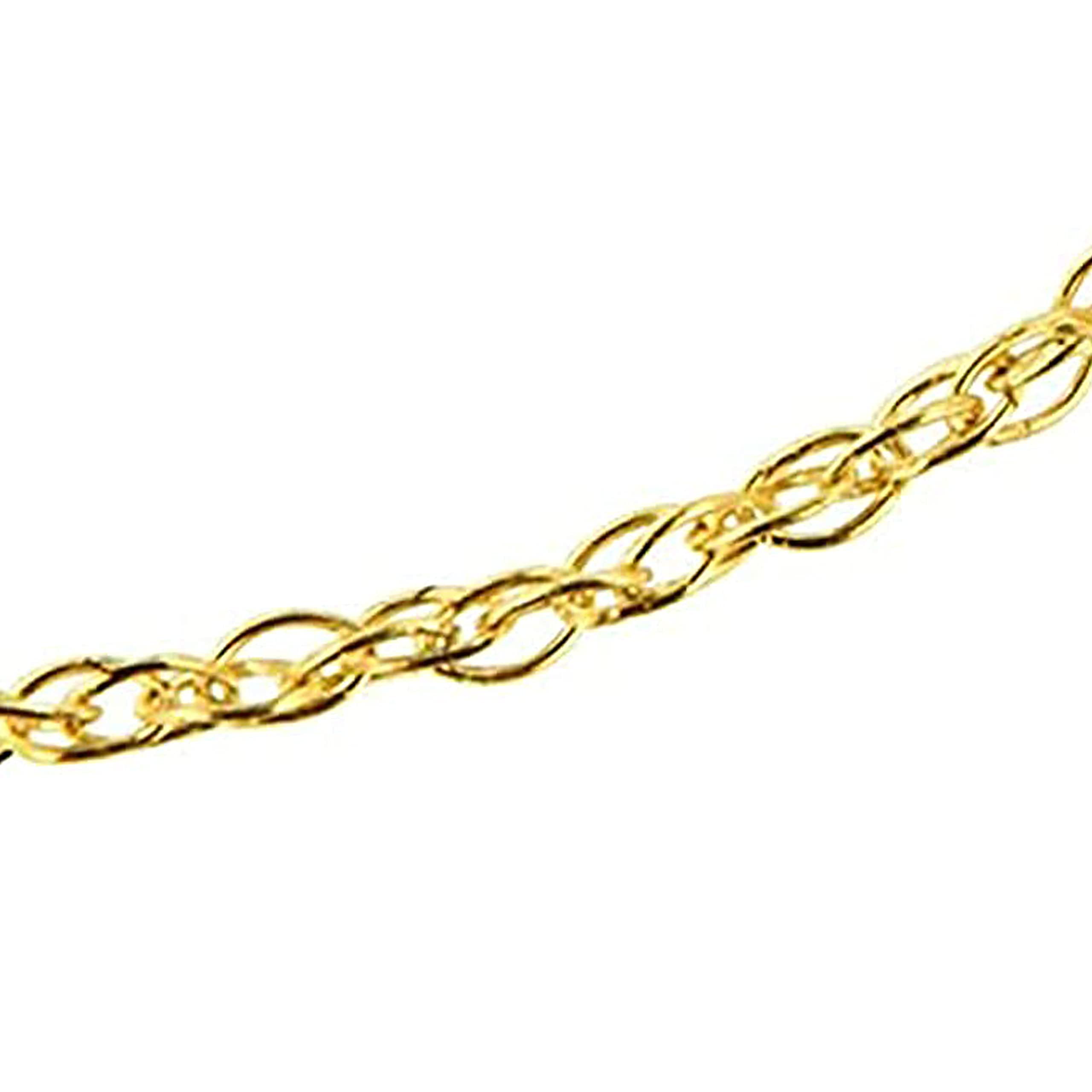 10K Solid Yellow Gold Dainty Rope Chain Necklace - 0.5mm Slim Unisex Cable Chain (16 Inches) for Everyday Wear, Layering & Gift Giving