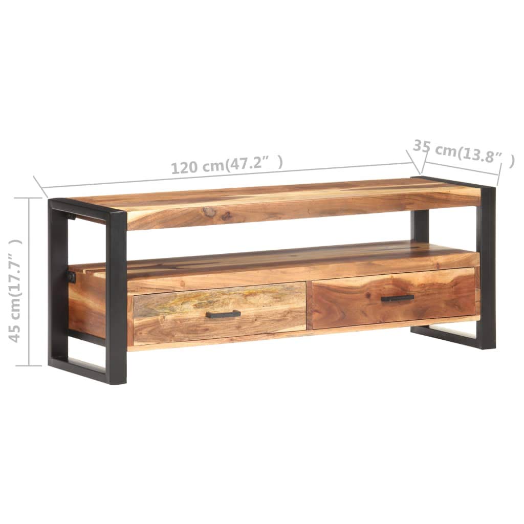Modern TV Stand with 2 Drawers & Open Shelf - 47.2