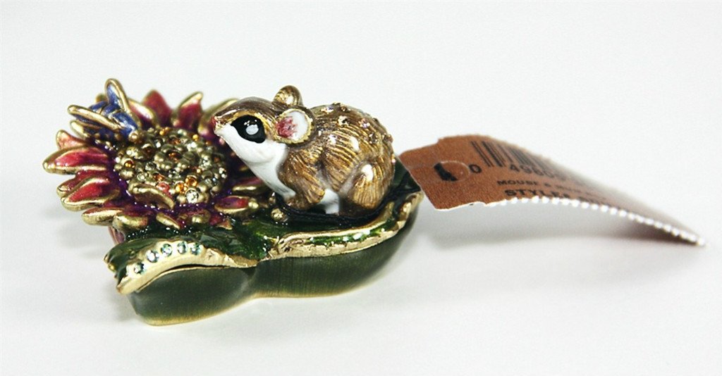 Jay Strongwater Mouse & Mum Trinket Box - Elegant Jewelry Storage & Gift Box for Mother's Day, Birthday, Home Decor