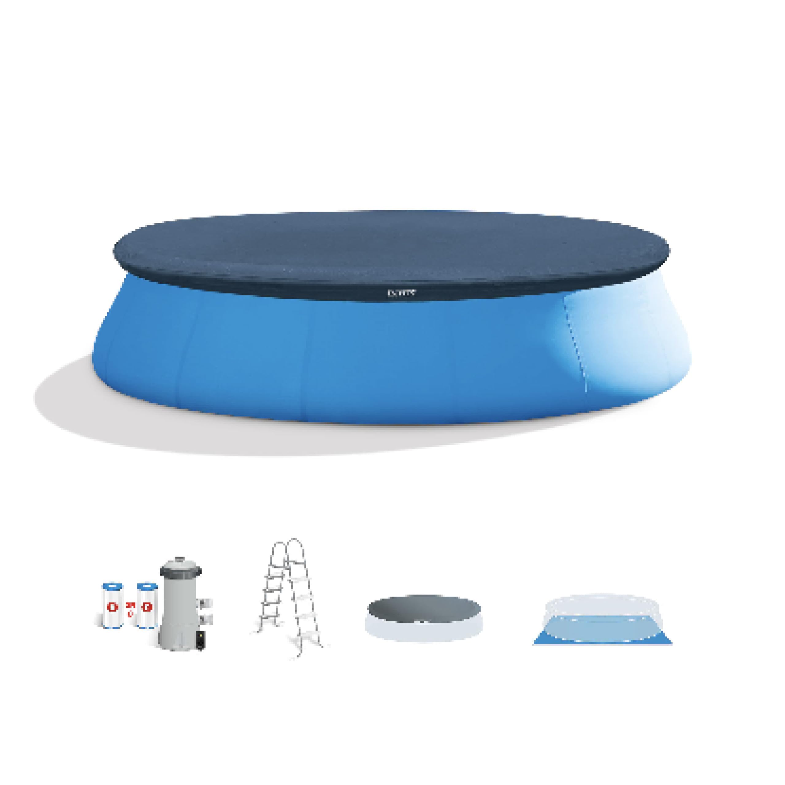 Intex 28167EH Easy Set Inflatable Swimming Pool Set - 15ft x 48in Round Above Ground Family Pool with 1000 GPH Filter Pump, Removable Ladder, Pool Cover & Ground Cloth | Perfect for Backyard Fun, Summer Parties & Kids Outdoor Activities
