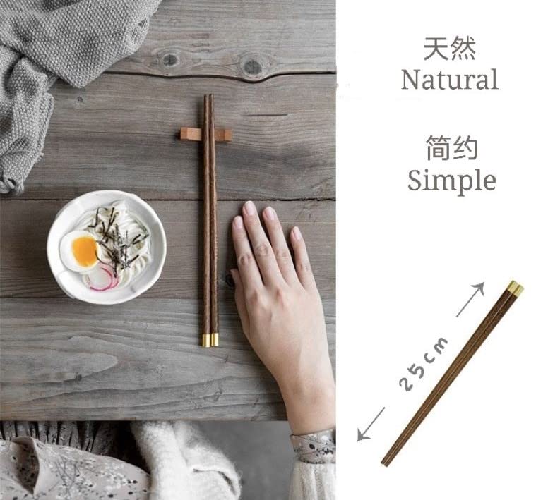 Handmade Natural Wood Chopsticks - 25cm Chinese Ebony Wenge Wood Sushi Chopsticks for Japanese, Korean Noodles | 5-Pair Set | Perfect for Asian Cuisine, Home Dining & Gift Giving