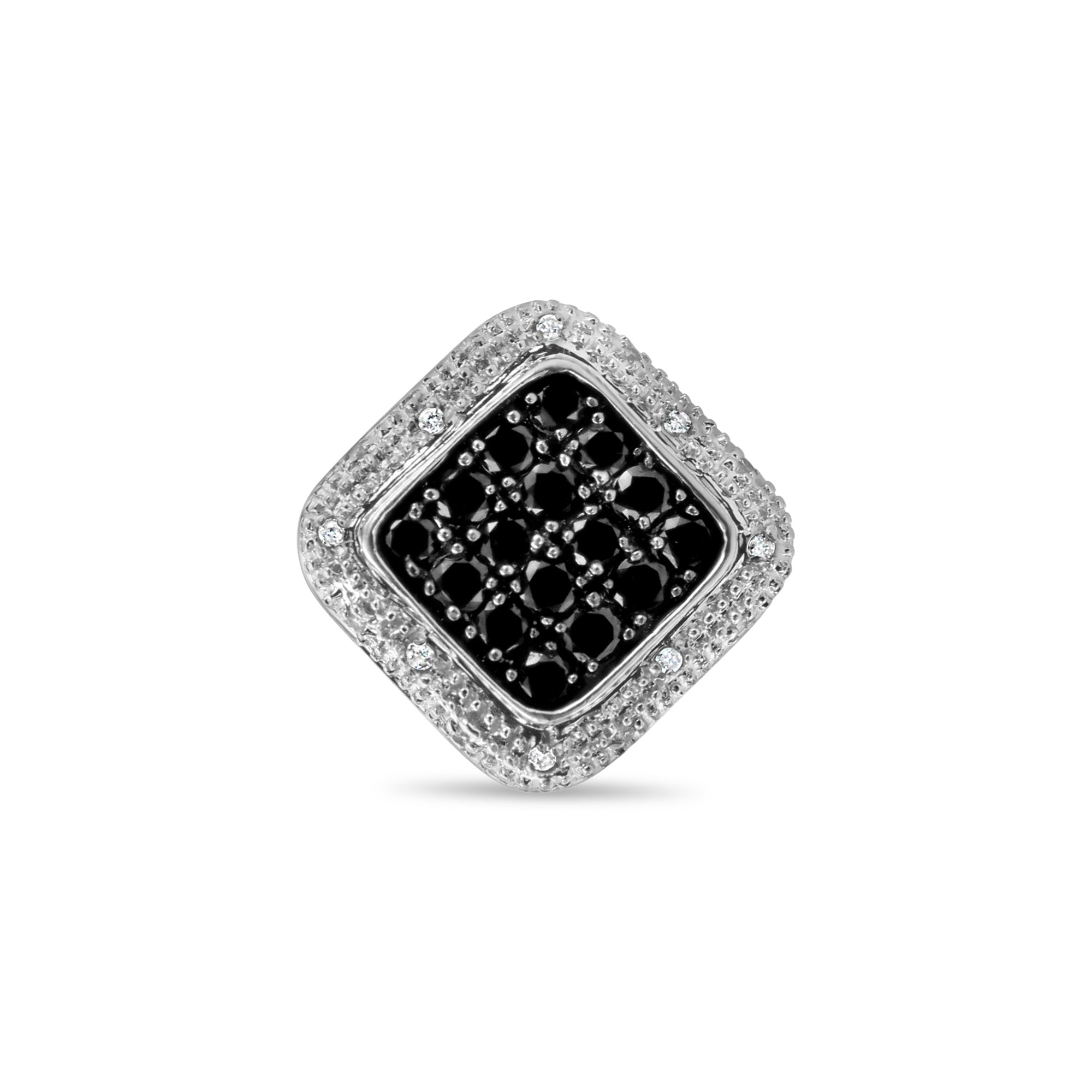 Vintage Black & White Diamond Cocktail Ring - 14k White Gold Elegant Jewelry for Parties, Weddings & Special Occasions
