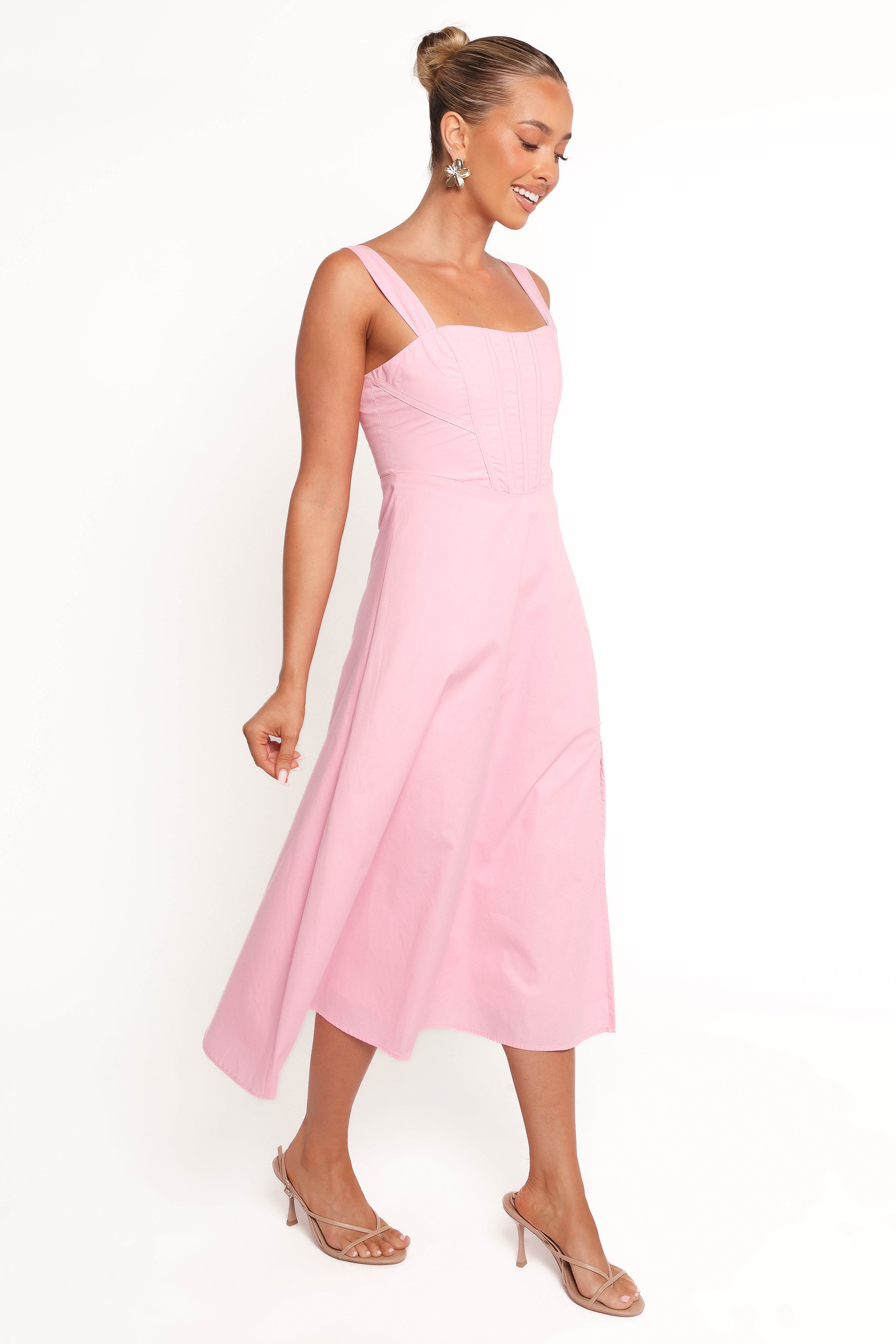 Cosima Midi Dress in Pink - Elegant Flowy Summer Dress for Women | Perfect for Weddings, Parties & Date Nights
