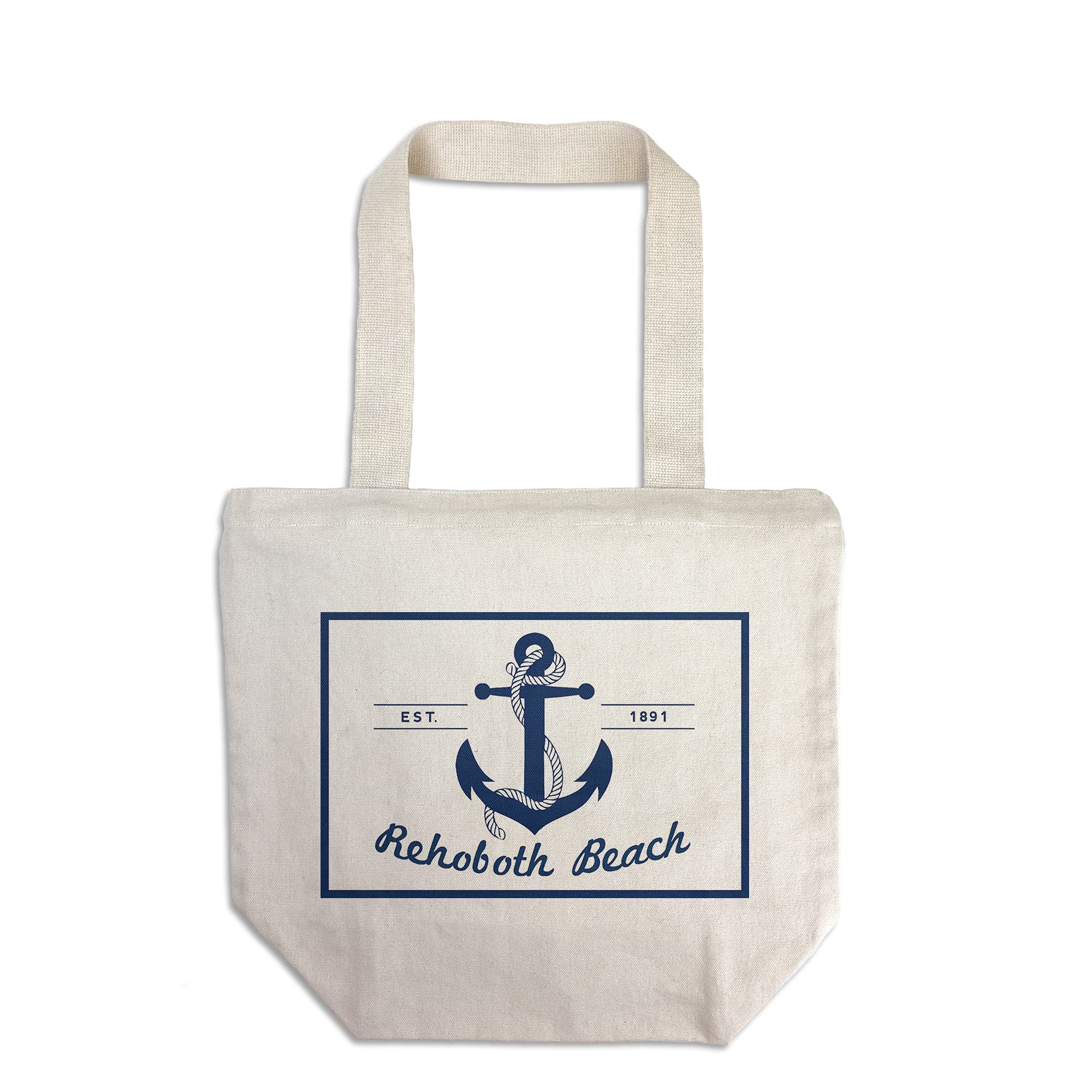 Lantern Press Rehoboth Beach Delaware Anchor Tote Bag - 100% Cotton Canvas Reusable Shopping Bag - Perfect for Beach Trips, Groceries & Eco-Friendly Lifestyle