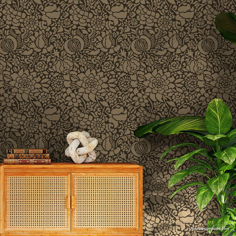Francesca Floral Damask Wall Stencil - Reusable DIY Painting Template for Home Decor, Bedroom & Nursery Wall Art - Perfect for Accent Walls, Furniture Upcycling and Creative Projects