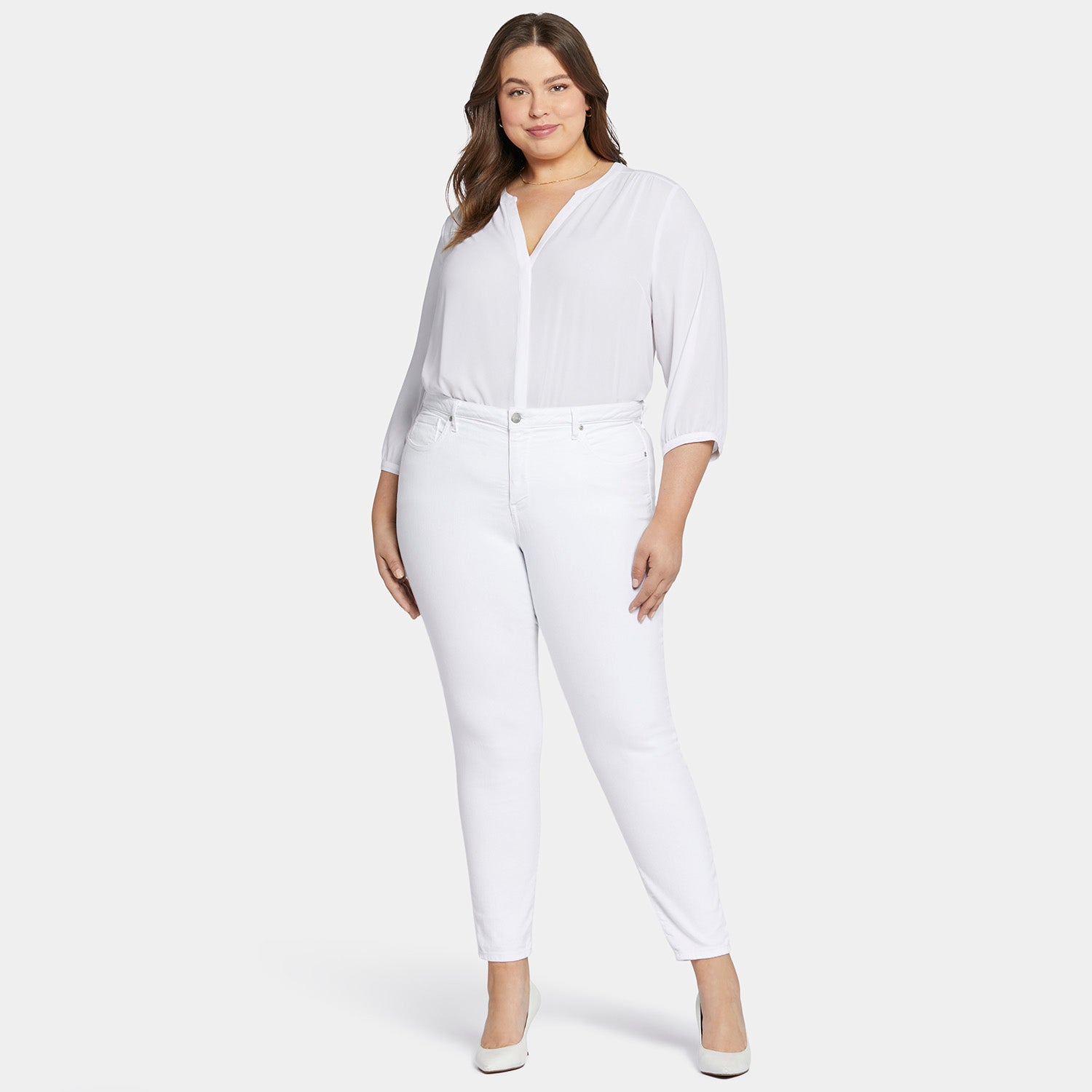 Ami Plus Size Skinny Jeans for Women - High Waist Stretch Denim Pants in Optic White | Perfect for Casual Wear, Office Outfits & Night Out Looks