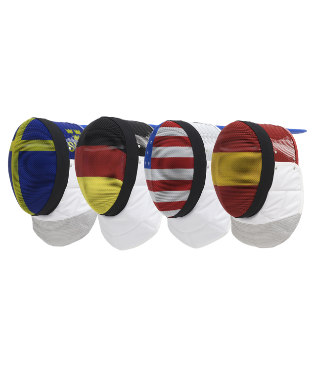 Uhlmann FIE Mask with Flag Print - Premium Fencing Gear for Competitions & Training - Perfect for Olympic, NCAA & International Fencing Events