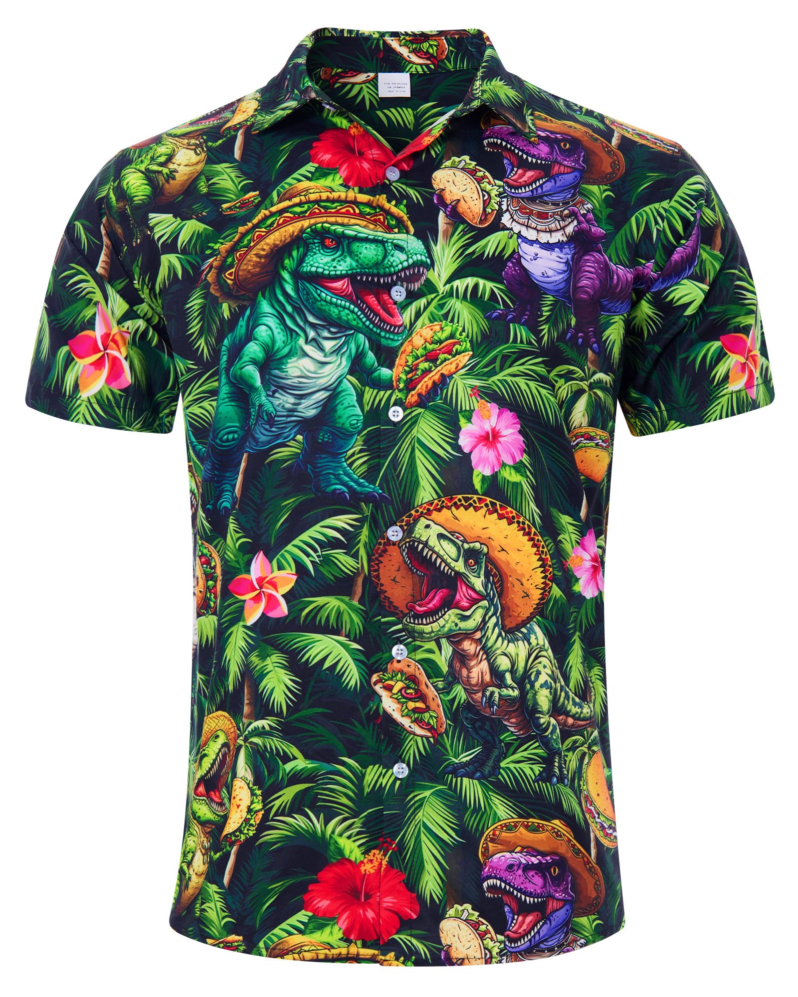 ALISISTER Men's Hawaiian Shirt - Funny Novelty Button Down Short Sleeve Shirt for Summer Vacation & Beach Party | Tropical Floral Print Casual Shirt for Holiday, Luau, BBQ and Outdoor Activities