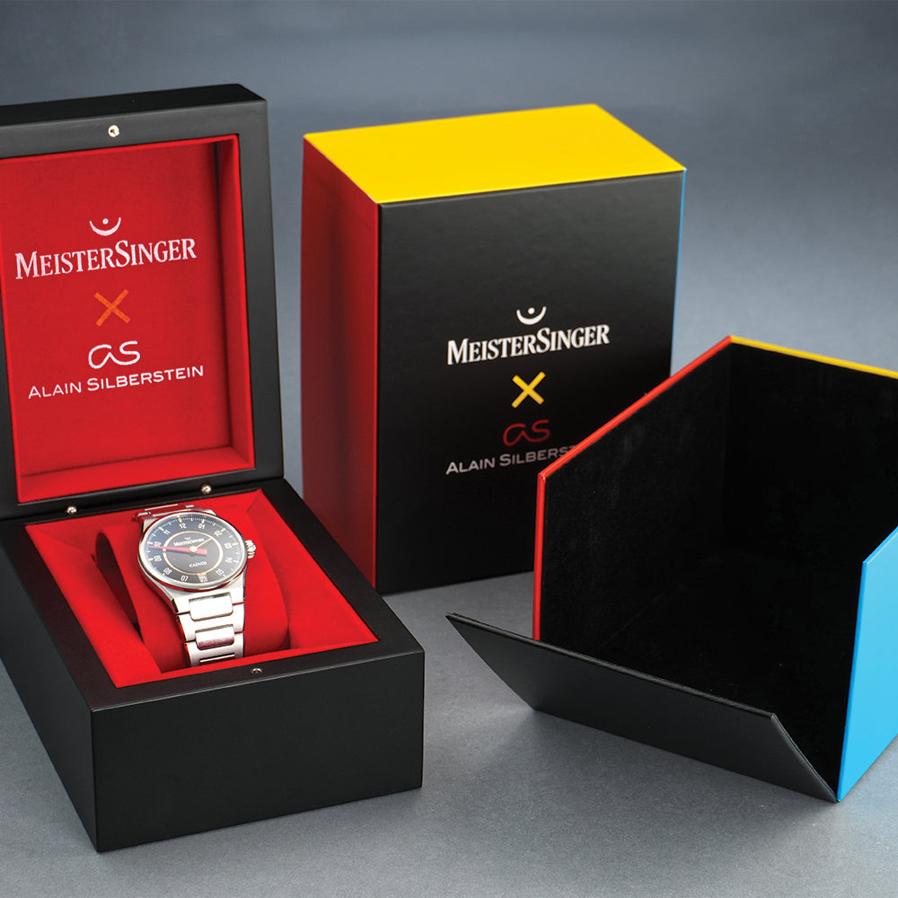 MeisterSinger X Alain Silberstein Kaenos Grand Date 40mm Limited Edition Black Dial Bracelet Watch - Luxury Timepiece for Men, Perfect for Business & Formal Occasions