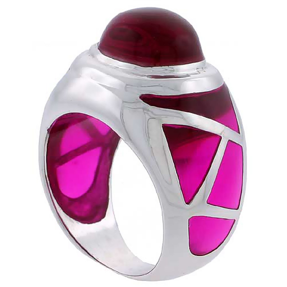 925 Sterling Silver Solitaire Ring with Colorful Resin Inlay - Size 6 to 10 | Elegant Fashion Jewelry for Women, Perfect for Daily Wear, Parties & Gifts