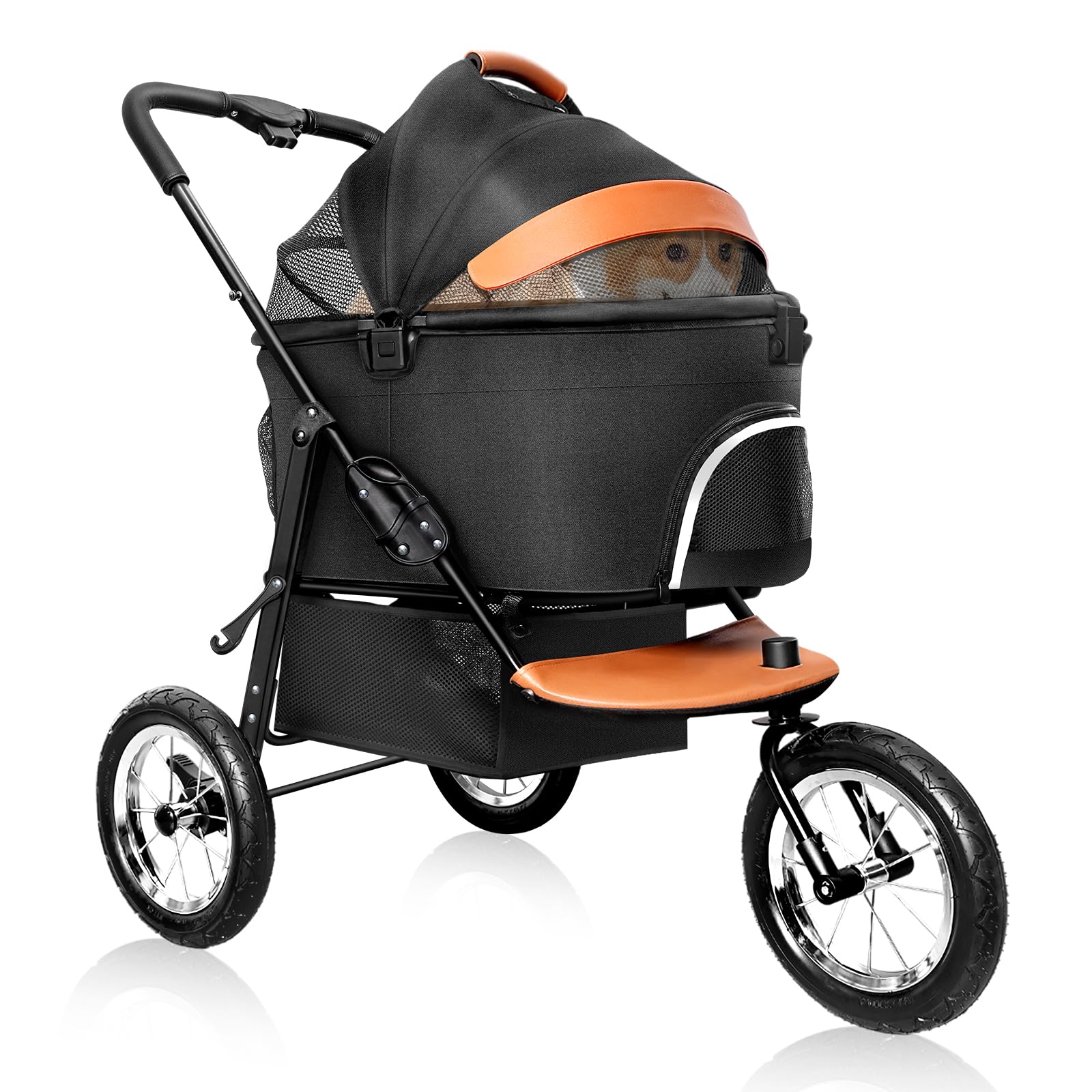 3-in-1 Dog Stroller for Medium & Small Pets - Lightweight Pet Carrier with Zipperless Entry, Jogging Tires & Storage Basket | Perfect for Cats & Small Dogs | Ideal for Walking, Jogging, Park Visits & Vet Trips