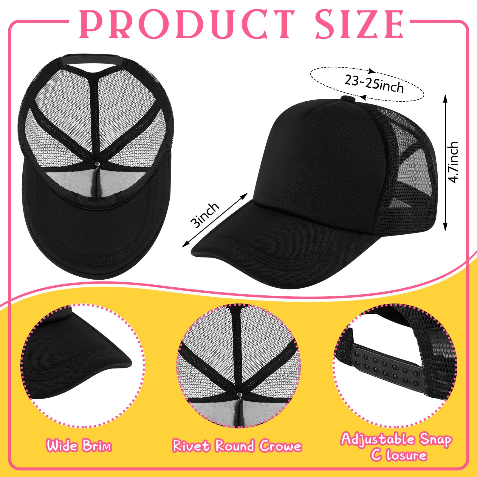 Hercicy 40 Pack Sublimation Blank Baseball Caps - Adjustable Mesh Trucker Hats for Men & Women - Polyester Golf Hats for Heat Transfer - Perfect for Sports, Outdoor Activities & Custom Printing